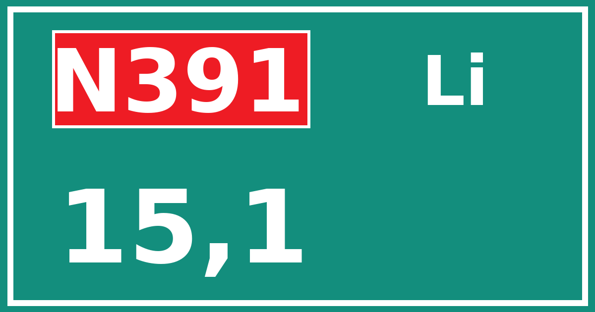 Hectometerbord N391 15,1 zijde Li