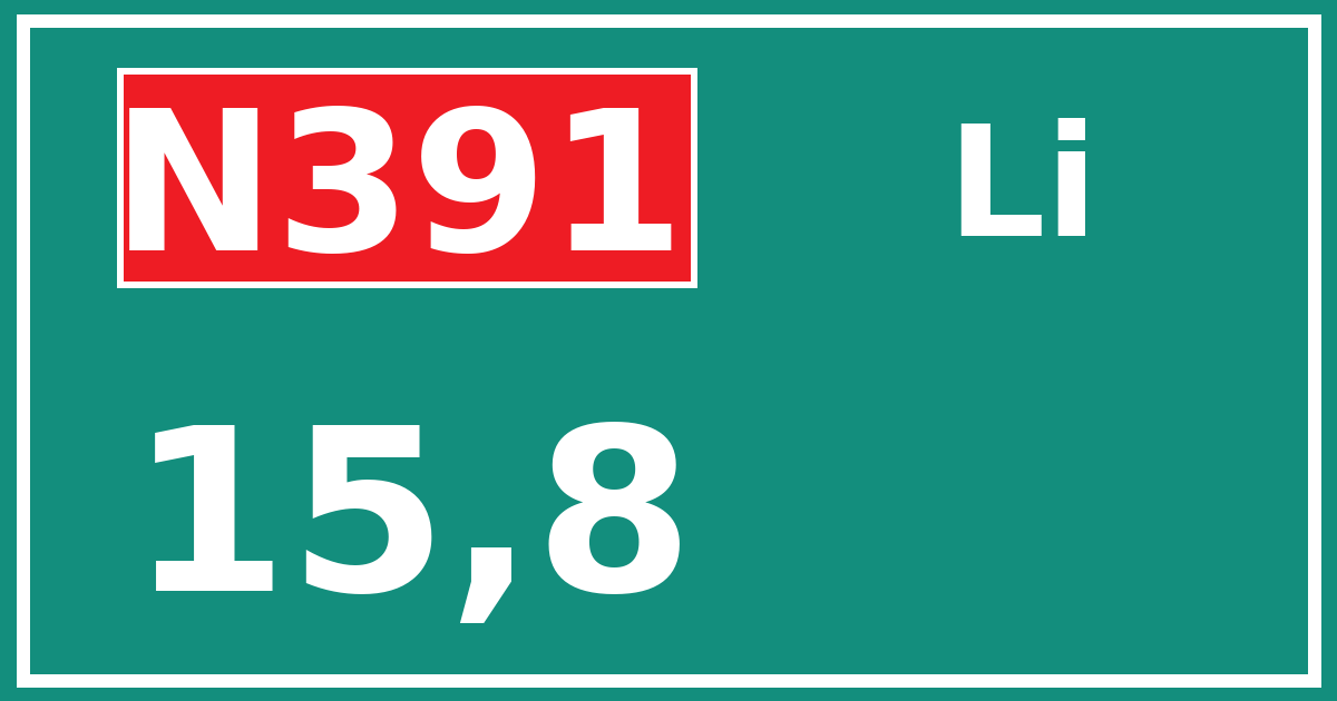 Hectometerbord N391 15,8 zijde Li