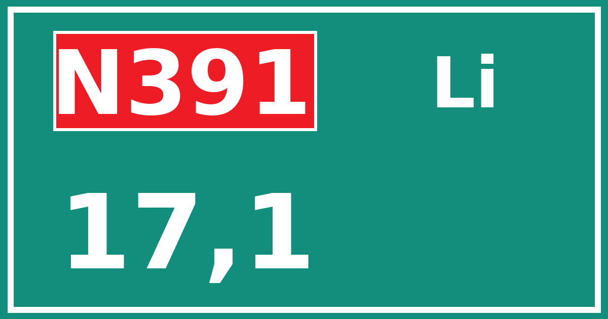 Hectometerbord N391 17,1 zijde Li