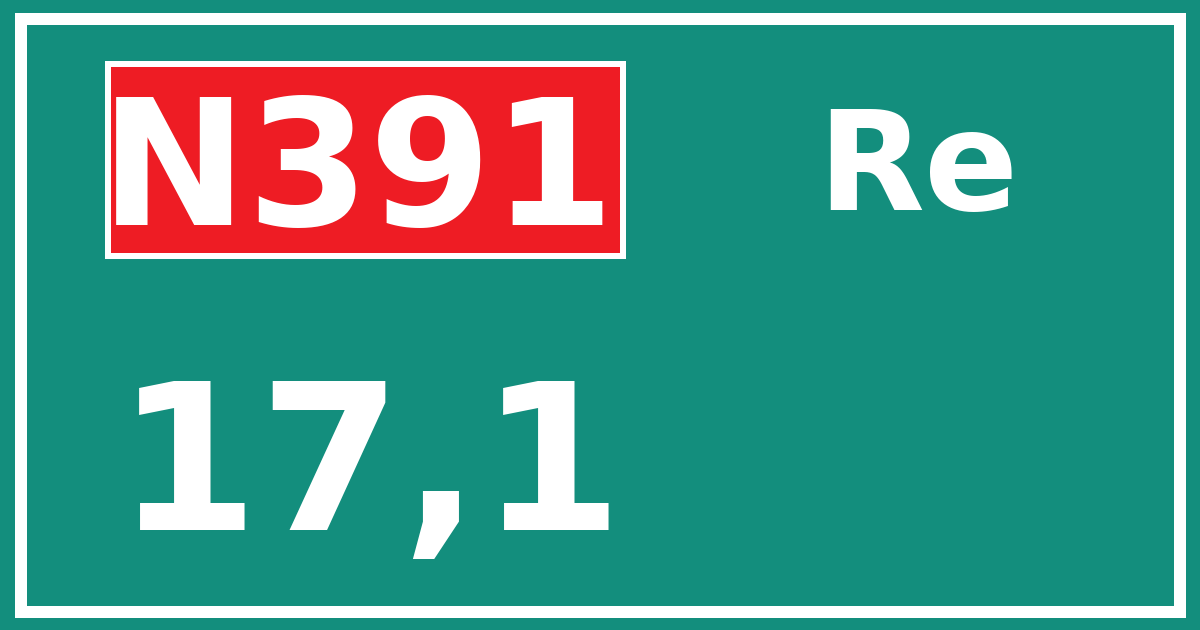 Hectometerbord N391 17,1 zijde Re