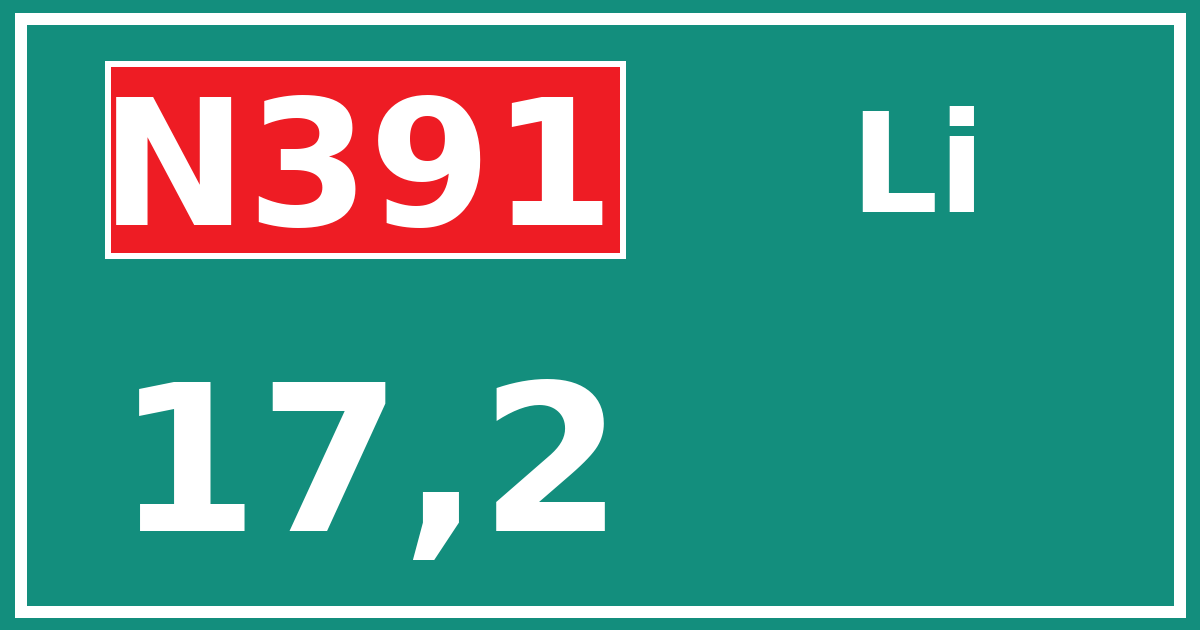 Hectometerbord N391 17,2 zijde Li
