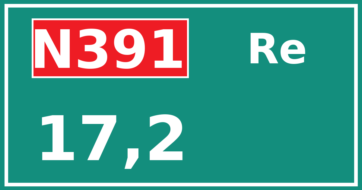 Hectometerbord N391 17,2 zijde Re