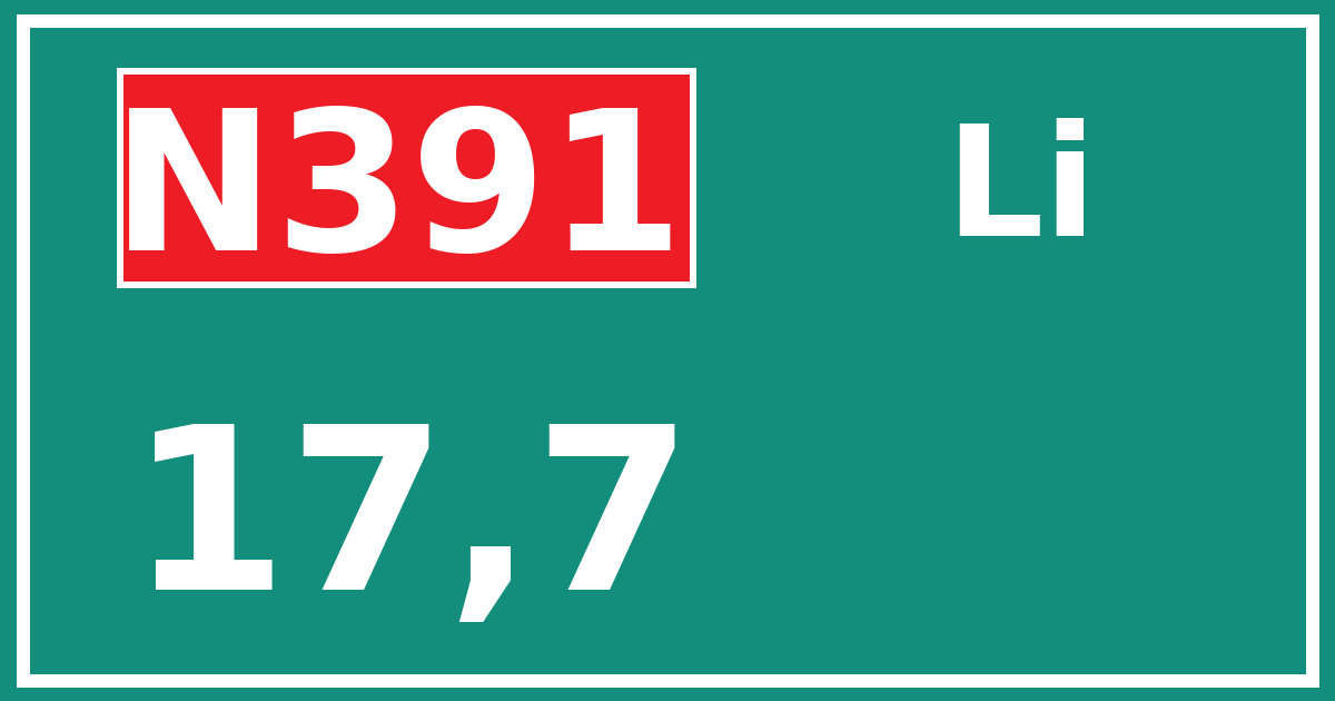 Hectometerbord N391 17,7 zijde Li