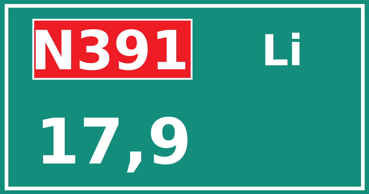 Hectometerbord N391 17,9 zijde Li
