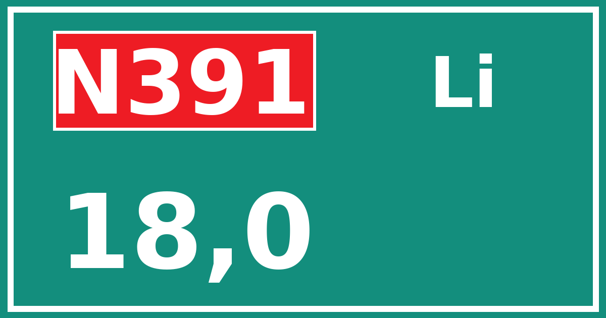 Hectometerbord N391 18,0 zijde Li