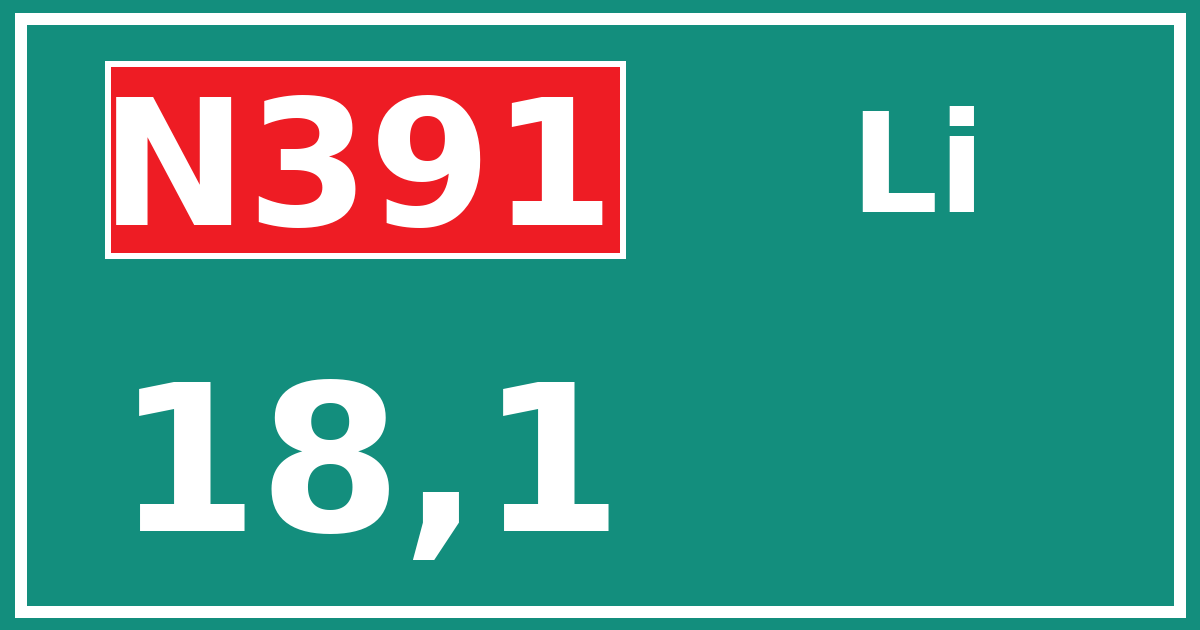 Hectometerbord N391 18,1 zijde Li