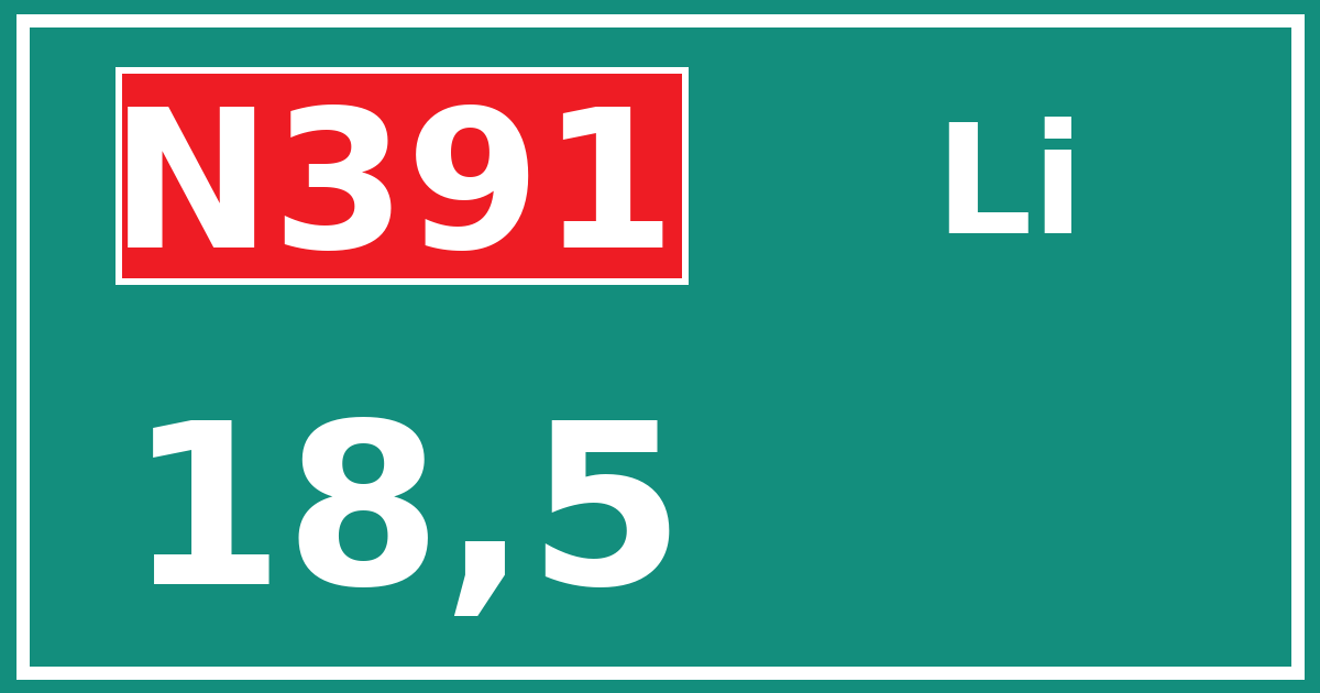 Hectometerbord N391 18,5 zijde Li