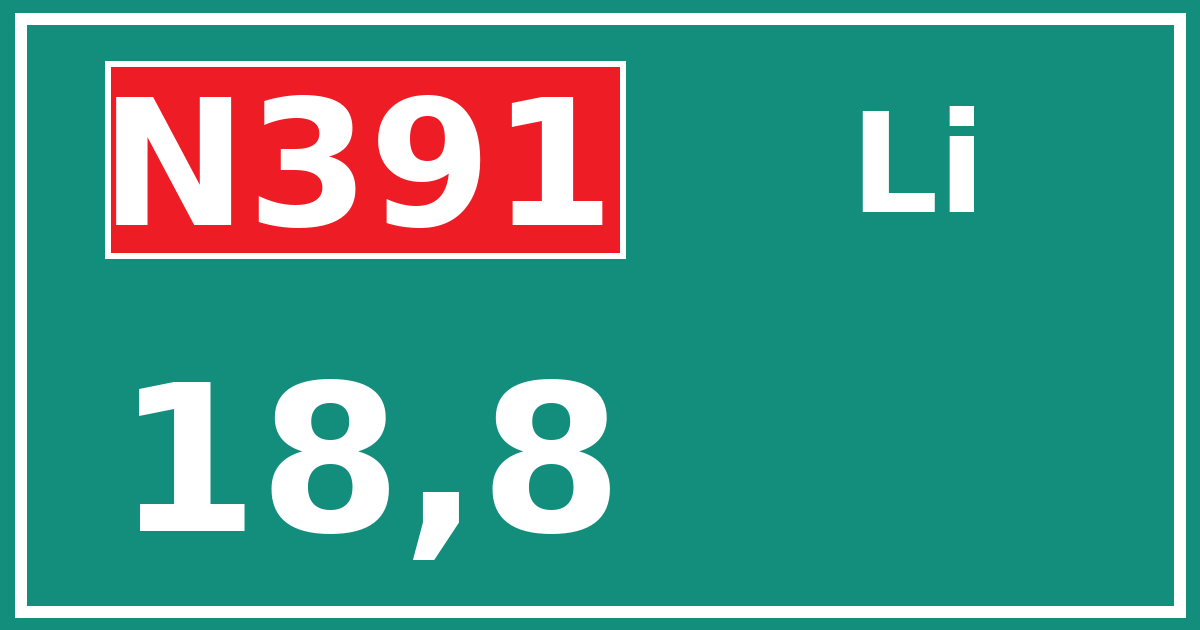 Hectometerbord N391 18,8 zijde Li