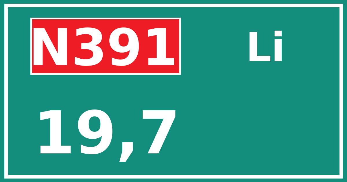Hectometerbord N391 19,7 zijde Li