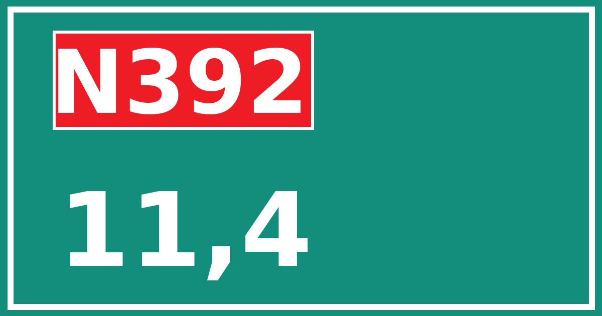 Hectometerbord N392 11,4