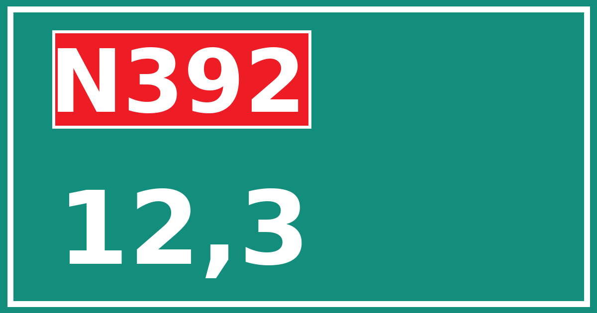 Hectometerbord N392 12,3