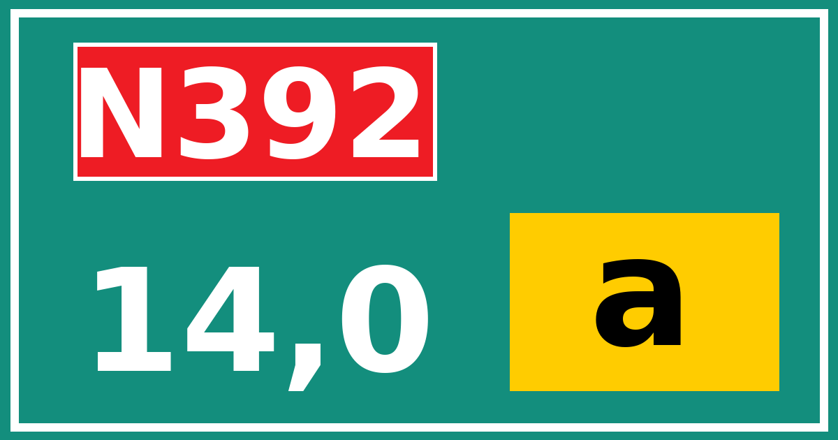 Hectometerbord N392 14,0 letter a