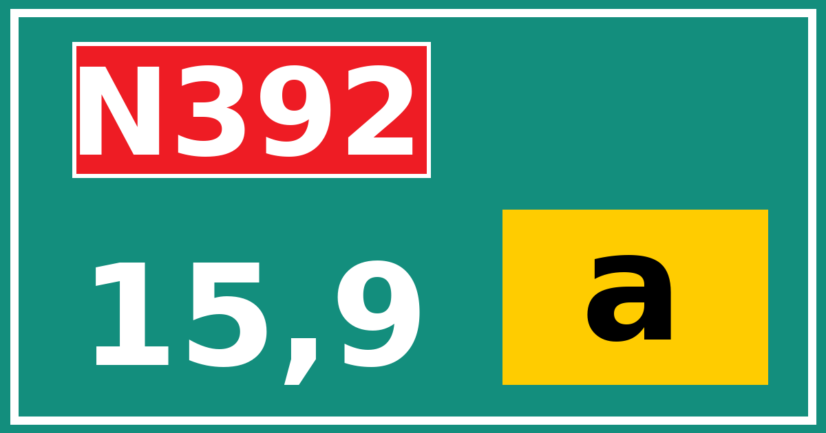 Hectometerbord N392 15,9 letter a