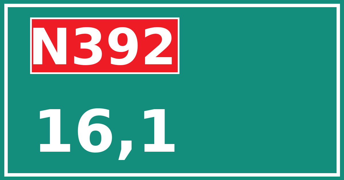 Hectometerbord N392 16,1