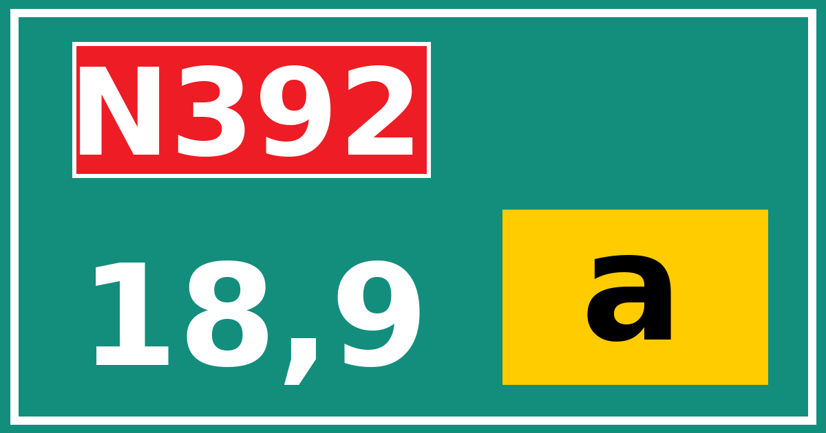 Hectometerbord N392 18,9 letter a