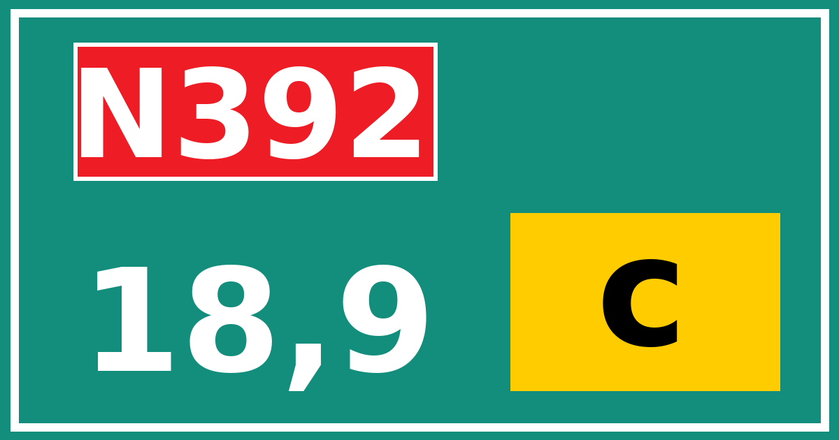 Hectometerbord N392 18,9 letter c