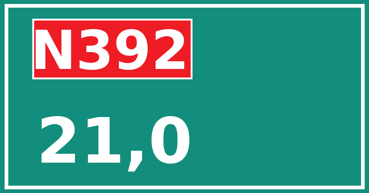 Hectometerbord N392 21,0