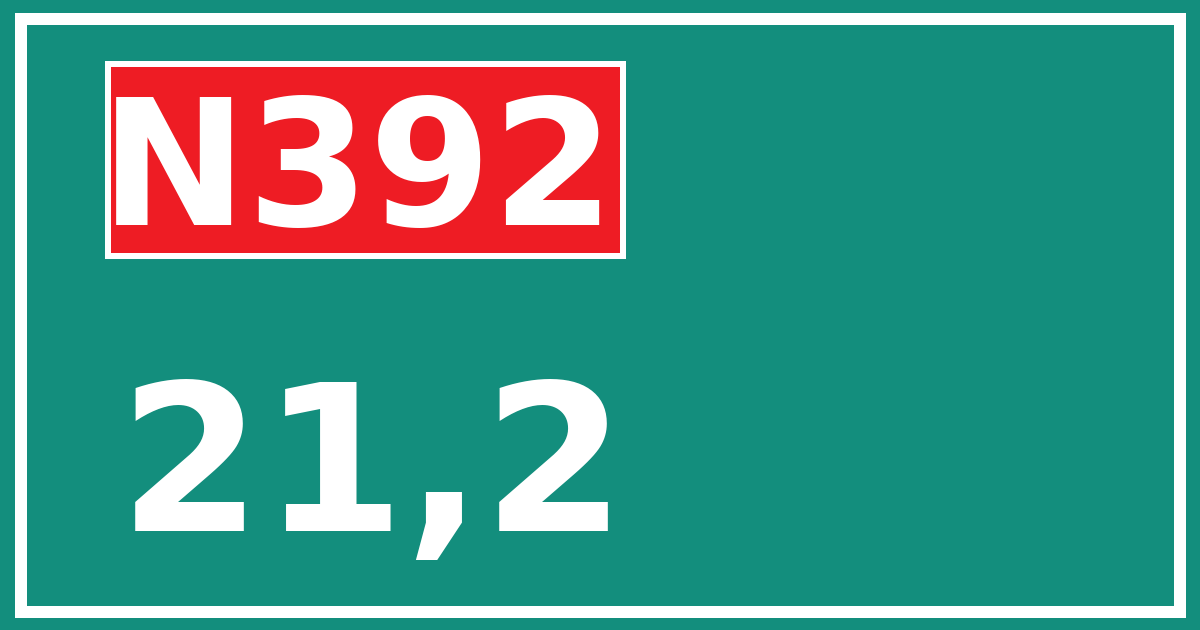 Hectometerbord N392 21,2