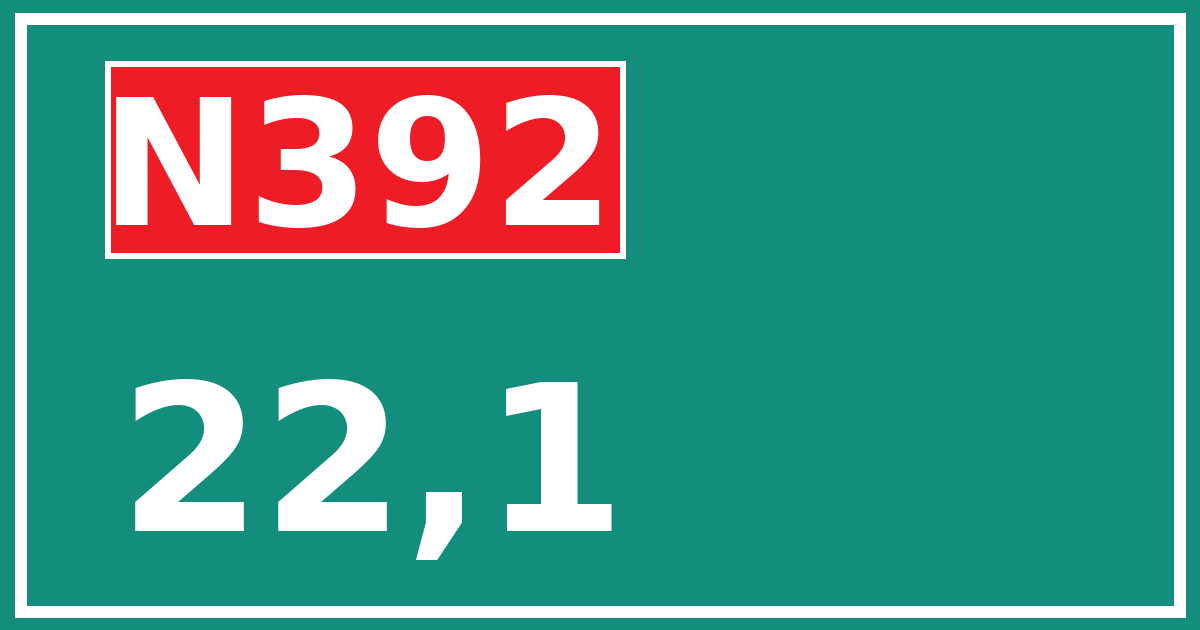 Hectometerbord N392 22,1