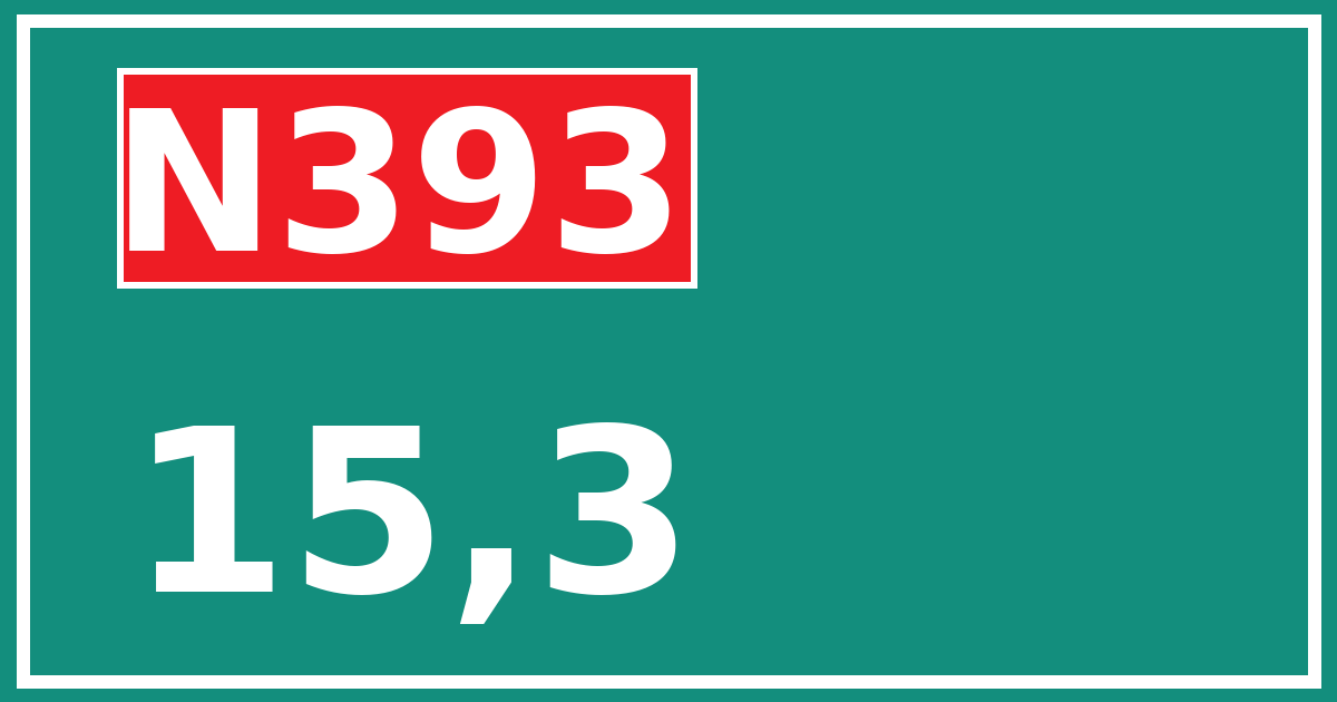Hectometerbord N393 15,3