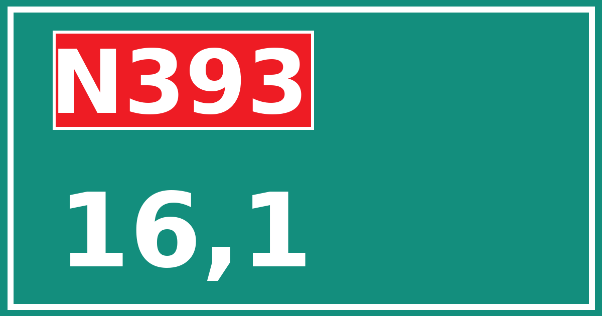 Hectometerbord N393 16,1
