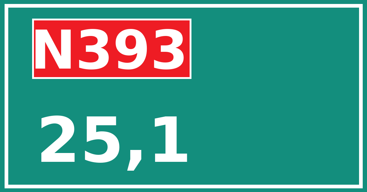 Hectometerbord N393 25,1