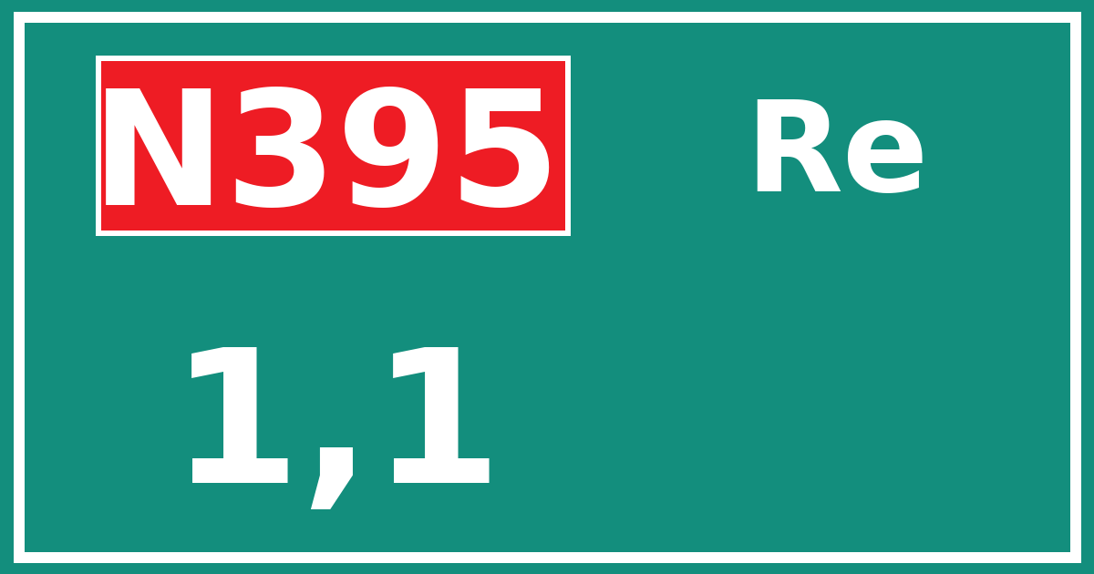 Hectometerbord N395 1,1 zijde Re