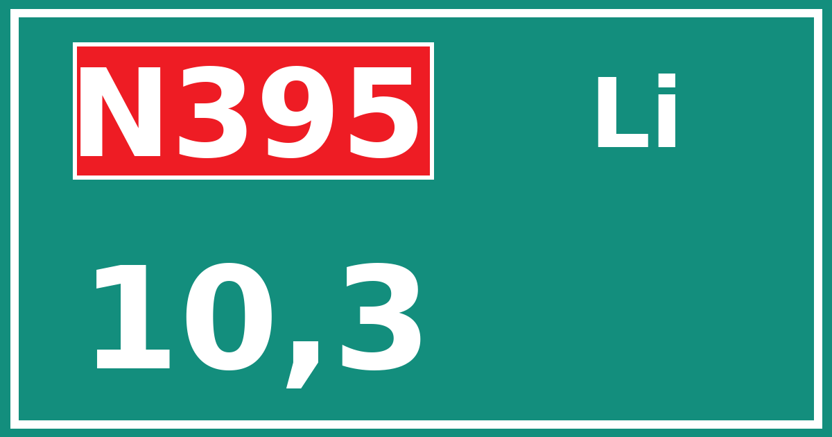 Hectometerbord N395 10,3 zijde Li