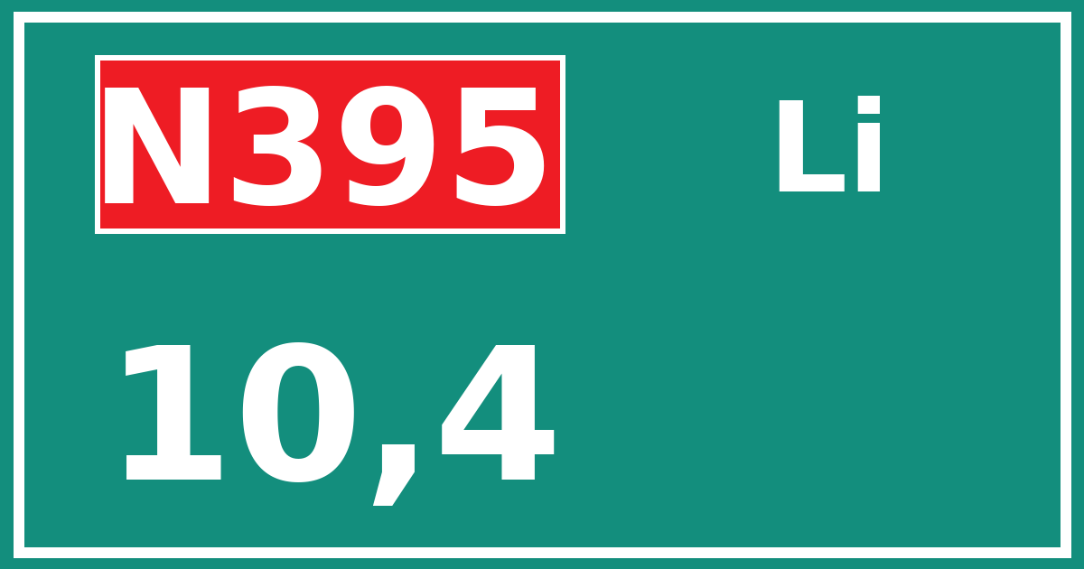 Hectometerbord N395 10,4 zijde Li