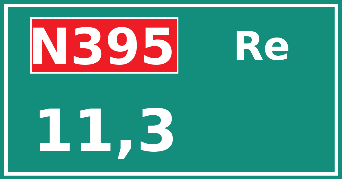 Hectometerbord N395 11,3 zijde Re