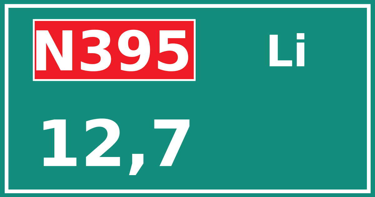 Hectometerbord N395 12,7 zijde Li