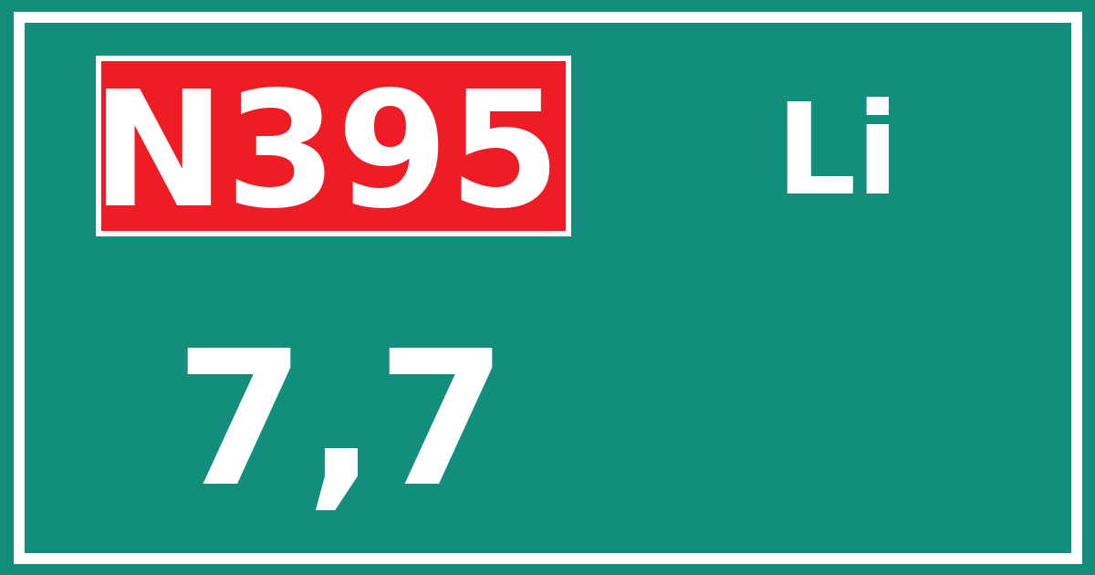 Hectometerbord N395 7,7 zijde Li