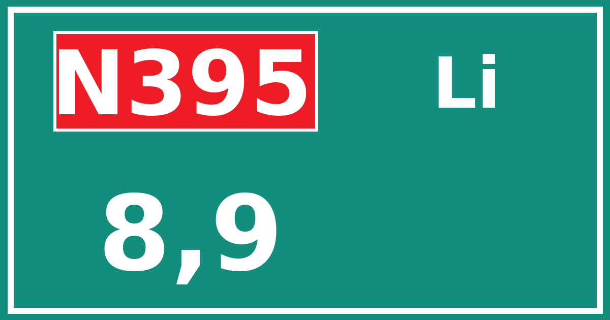 Hectometerbord N395 8,9 zijde Li