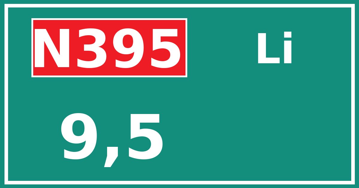 Hectometerbord N395 9,5 zijde Li