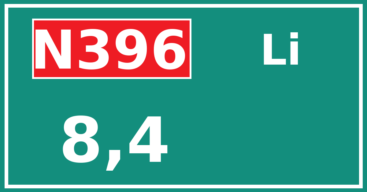 Hectometerbord N396 8,4 zijde Li