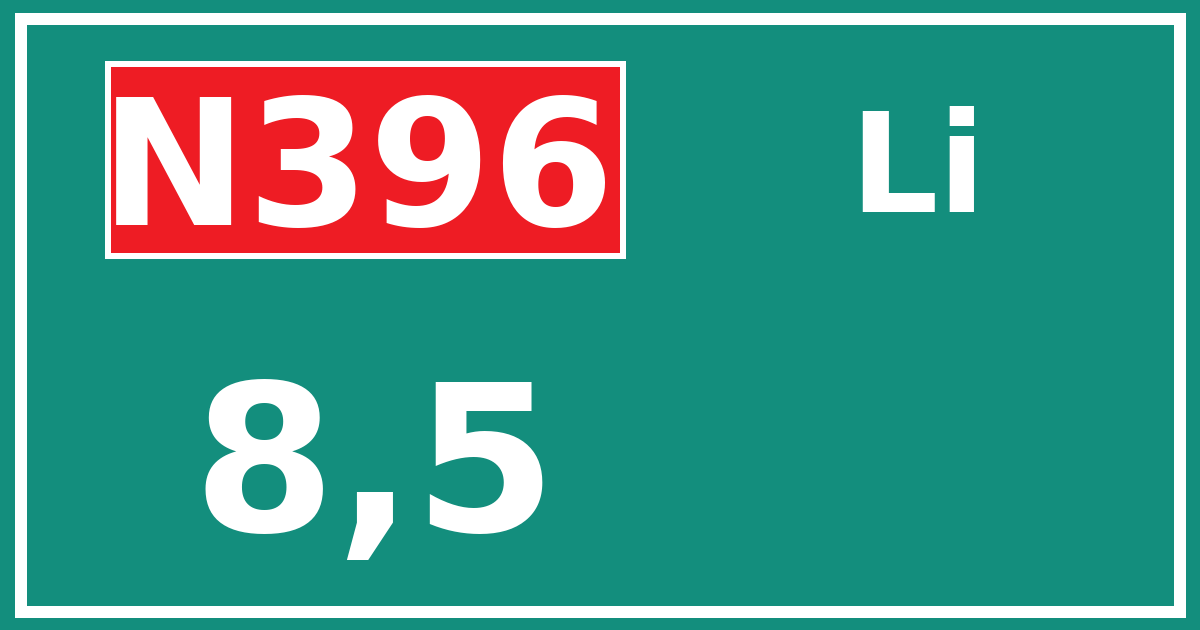 Hectometerbord N396 8,5 zijde Li