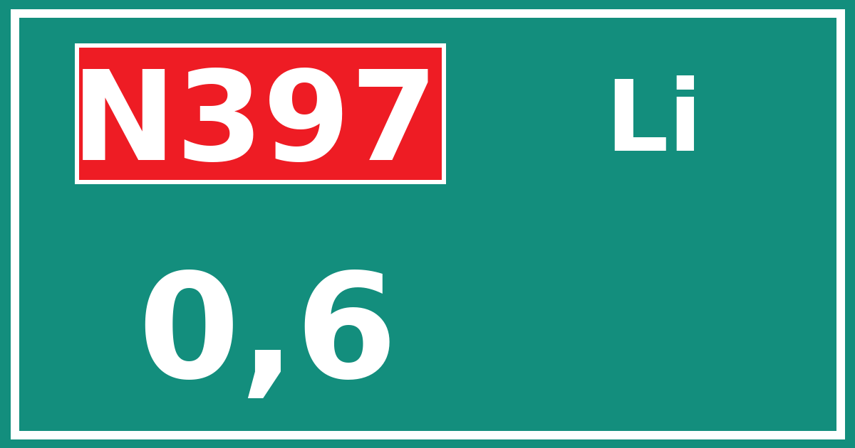 Hectometerbord N397 0,6 zijde Li