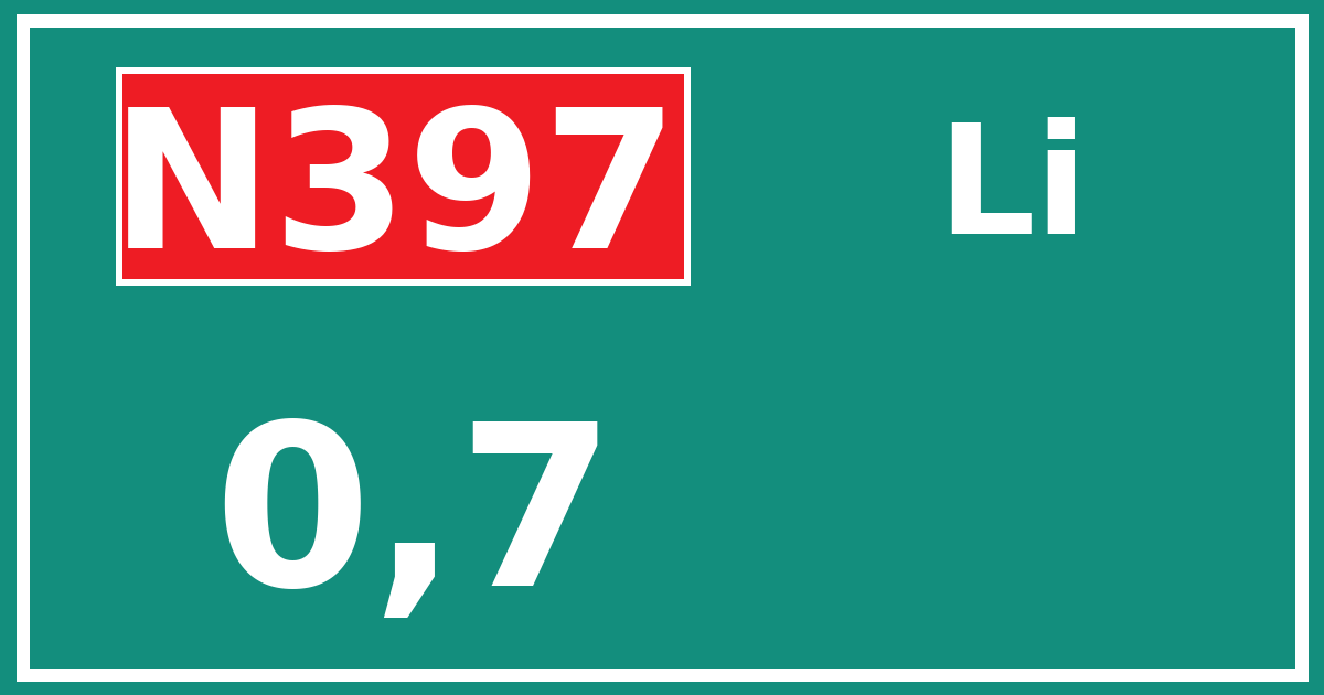 Hectometerbord N397 0,7 zijde Li