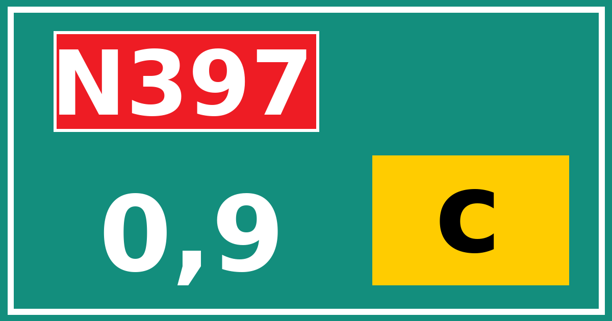 Hectometerbord N397 0,9 letter c