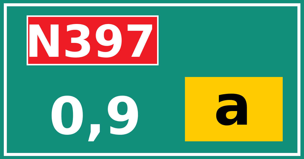 Hectometerbord N397 0,9 letter a