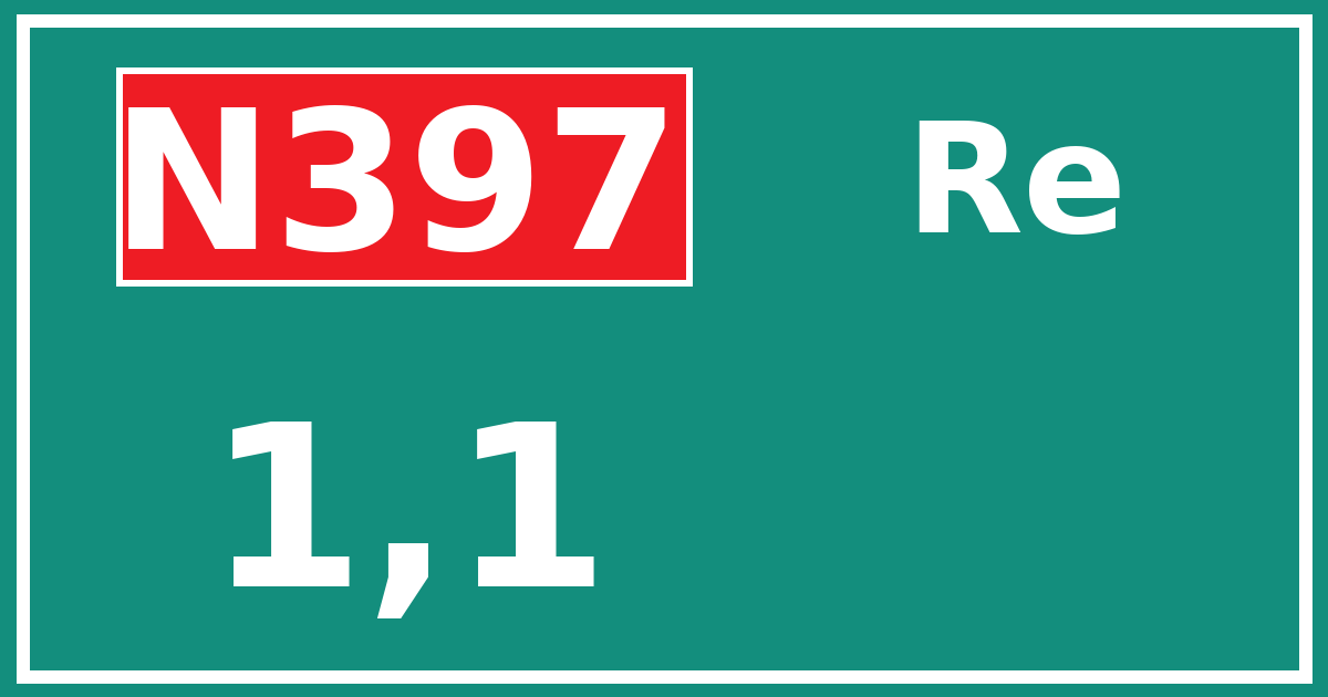 Hectometerbord N397 1,1 zijde Re