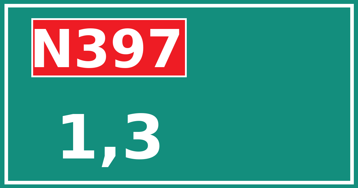 Hectometerbord N397 1,3