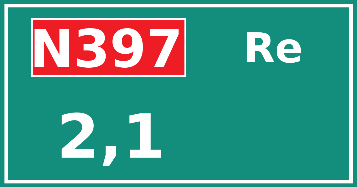 Hectometerbord N397 2,1 zijde Re