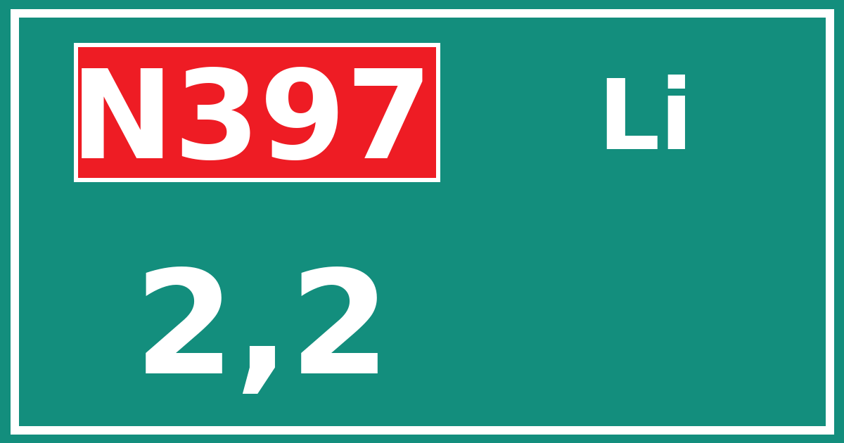 Hectometerbord N397 2,2 zijde Li