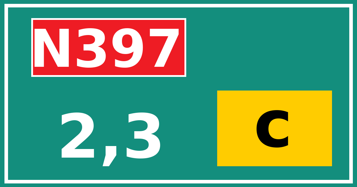Hectometerbord N397 2,3 letter c