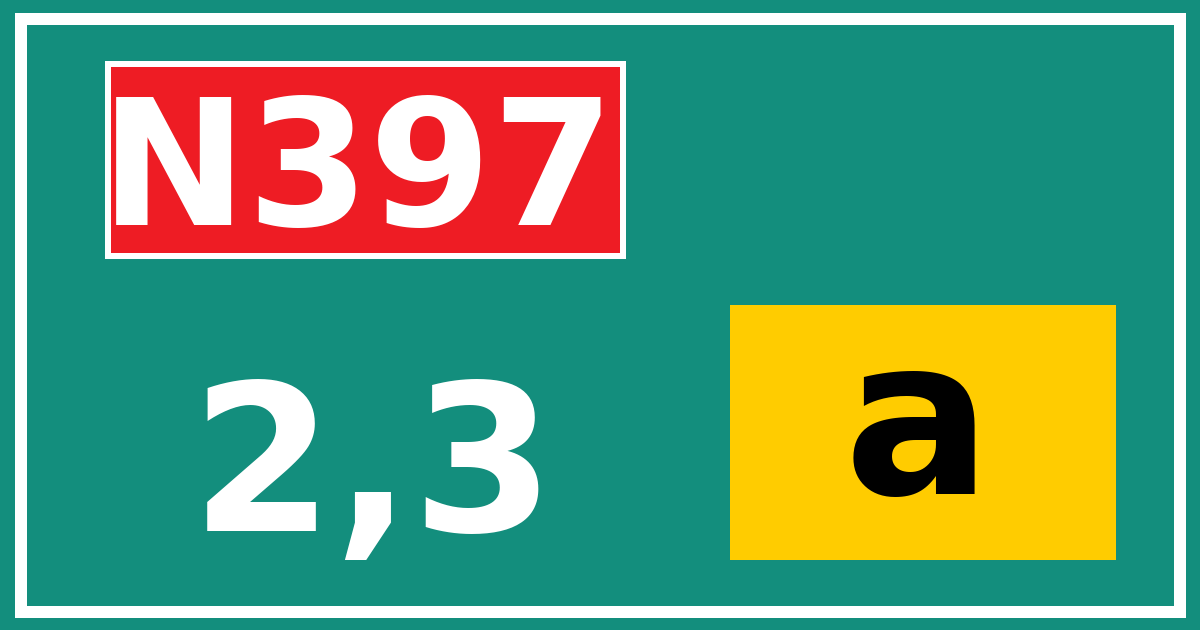 Hectometerbord N397 2,3 letter a