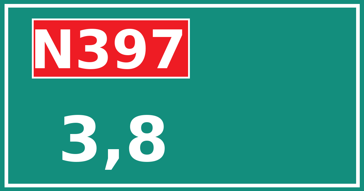 Hectometerbord N397 3,8