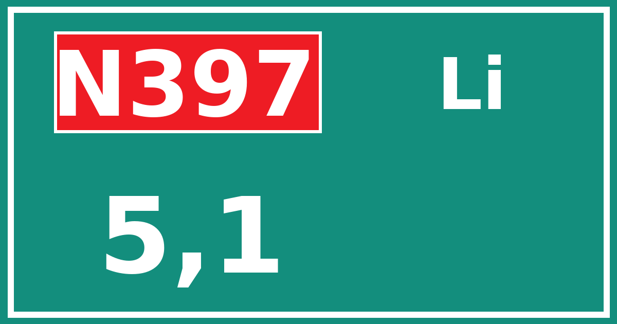 Hectometerbord N397 5,1 zijde Li