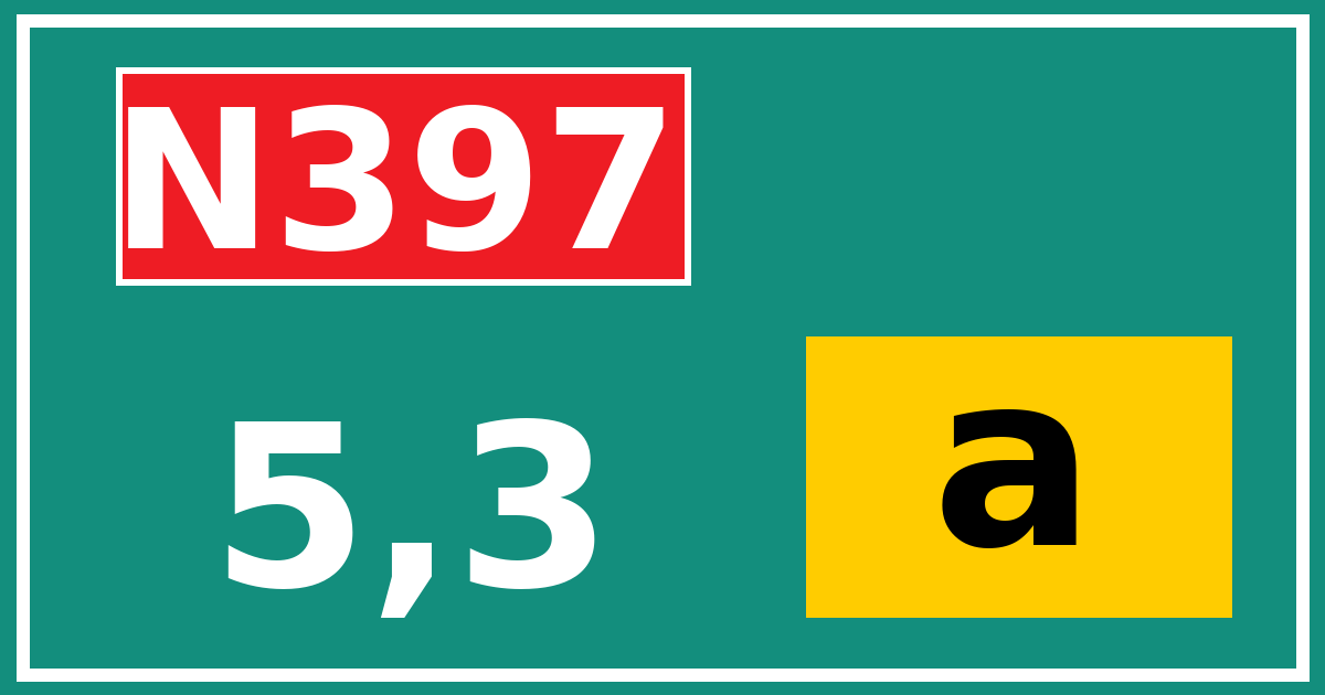 Hectometerbord N397 5,3 letter a