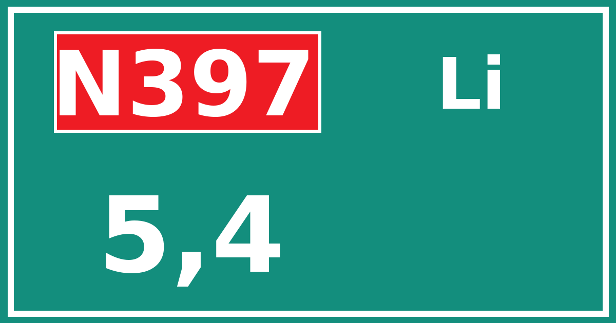 Hectometerbord N397 5,4 zijde Li